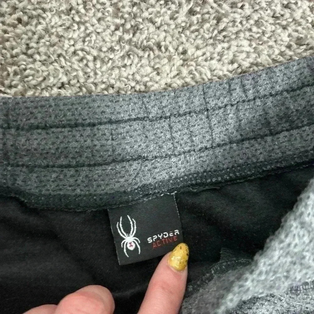Spyder Active Gray Pattern Joggers Pants Men's STapered Drawstring Zip pockets - Picture 3 of 7